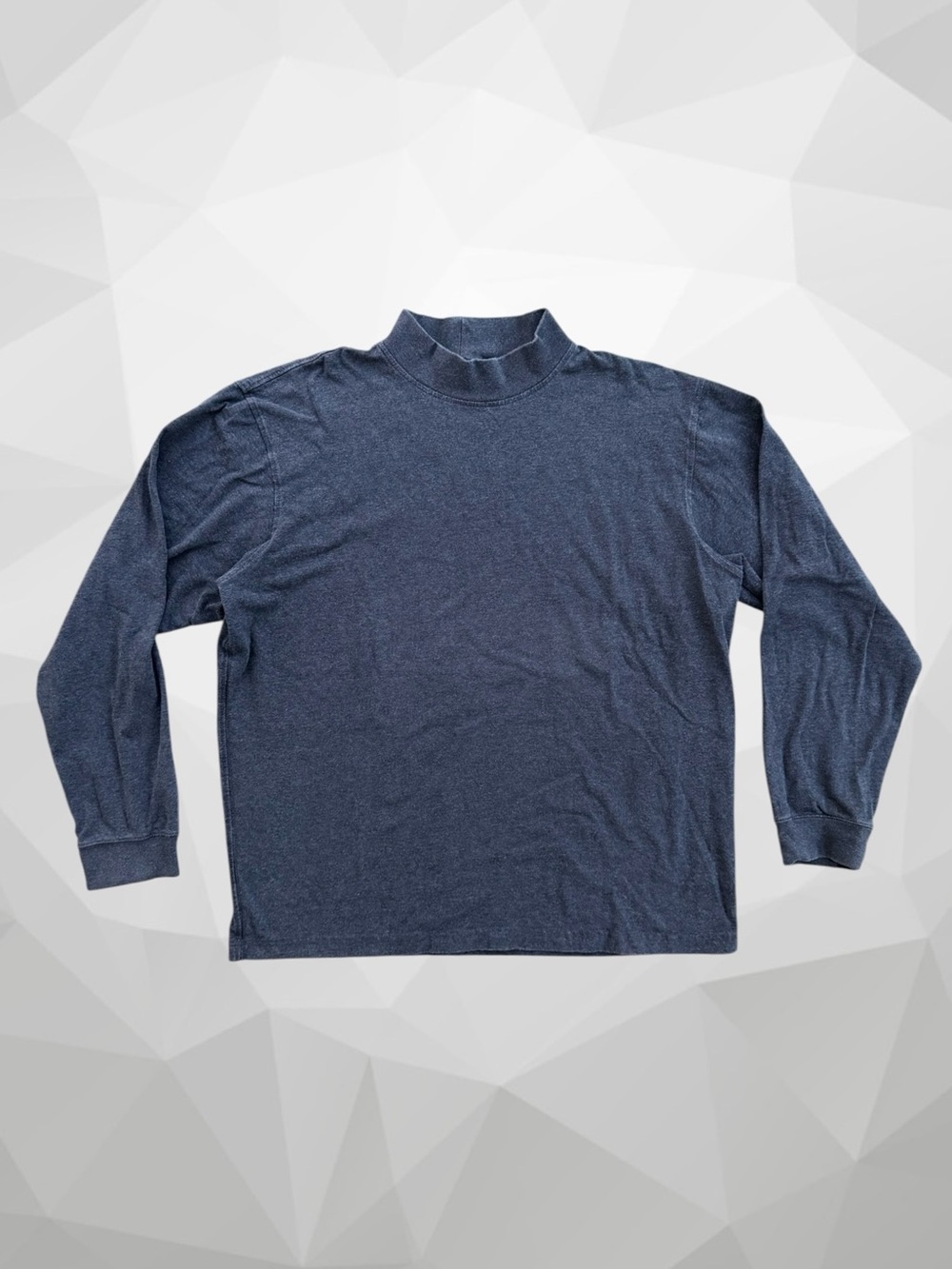 Gander Mountain Guide Series Blue Gray Mock Neck Long Sleeve Pullover T-Shirt, L